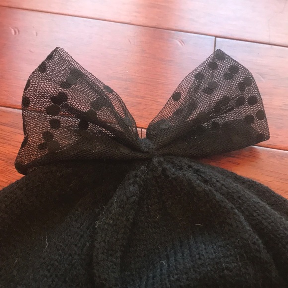 👗topshop black knit hat with bow - Picture 2 of 3